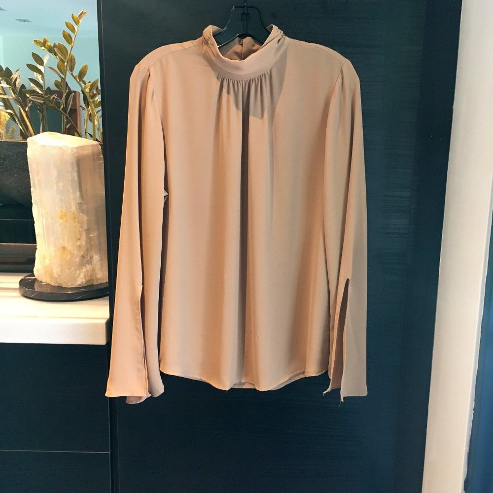 Violet and Claire (L) High Neck, Long Sleeve Blouse with Bell Sleeves